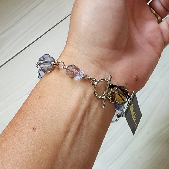 Cookie Lee Elegant Silver and Blue Bead Bracelet #25574 NWT - Picture 9 of 12